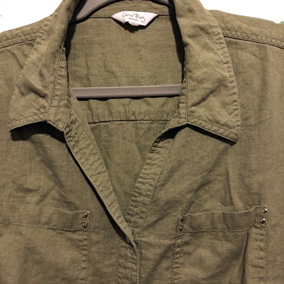 DONATED Shirt-Linen Blend, Snaps Silver Tone Accen - Picture 4 of 9